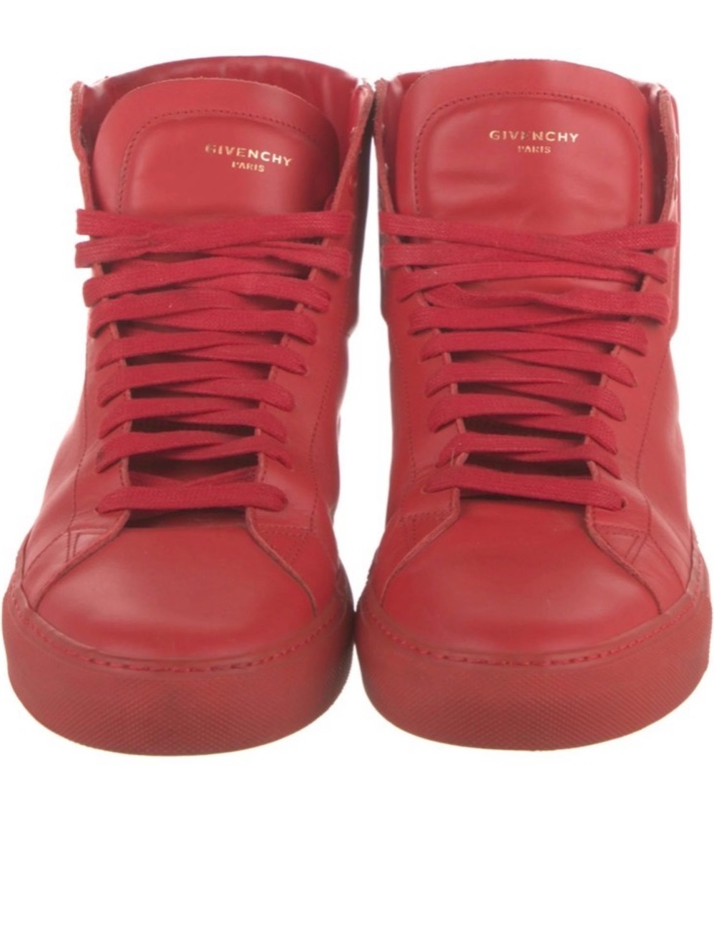 Givenchy Red Leather High-Top Sneakers with Gold Logo